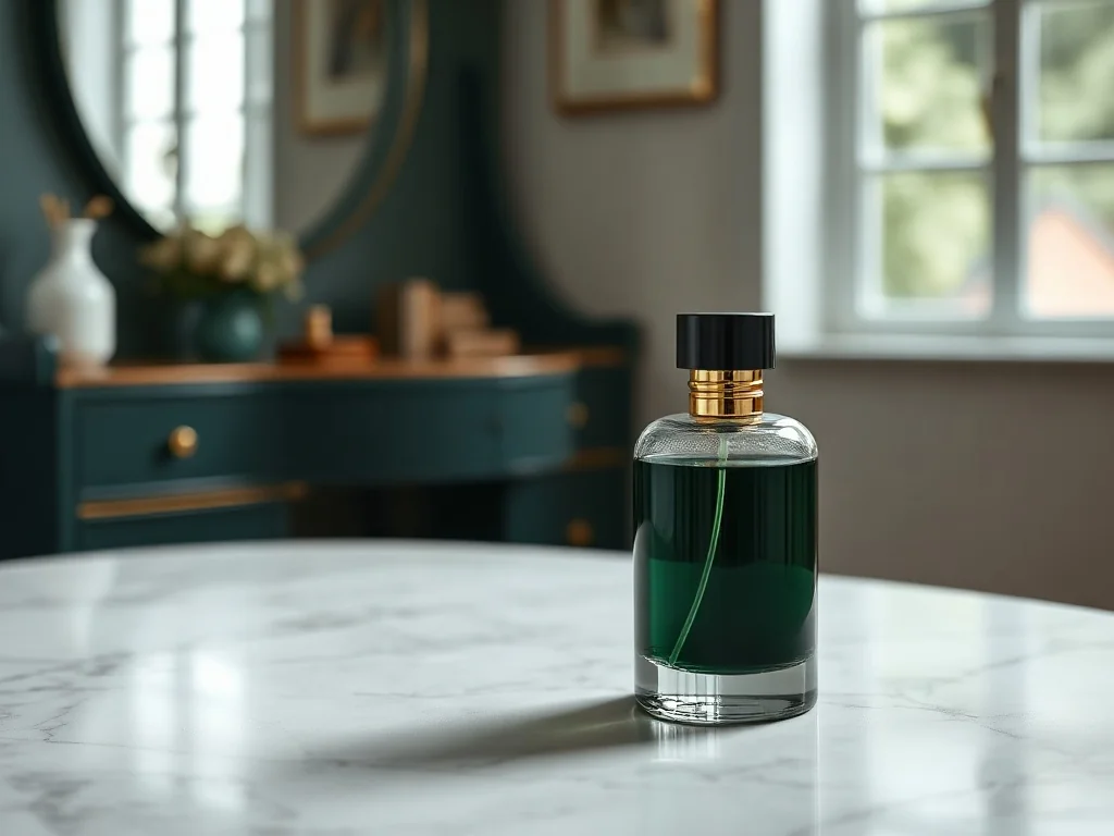 Elegancki flakon perfum Paco Rabanne pour homme na marmurowym blacie w świetle poranka.